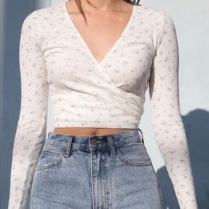 Brandy Melville Coco Thermal Floral Wrap Top